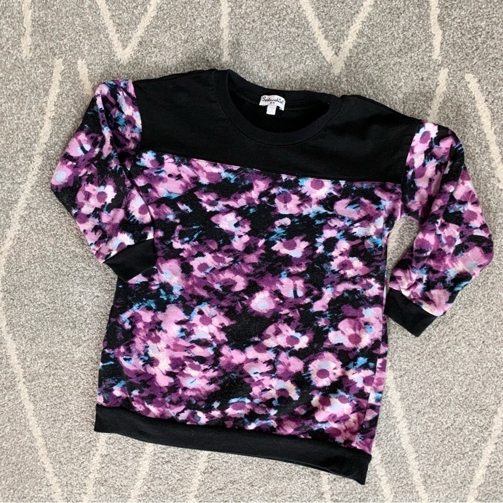 Splendid Purple and Black Floral Sweatshirt Size 4/5